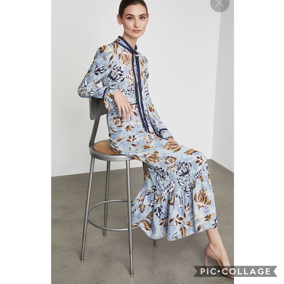 Bcbgmaxazria Floral Ruffled Maxi Dress 